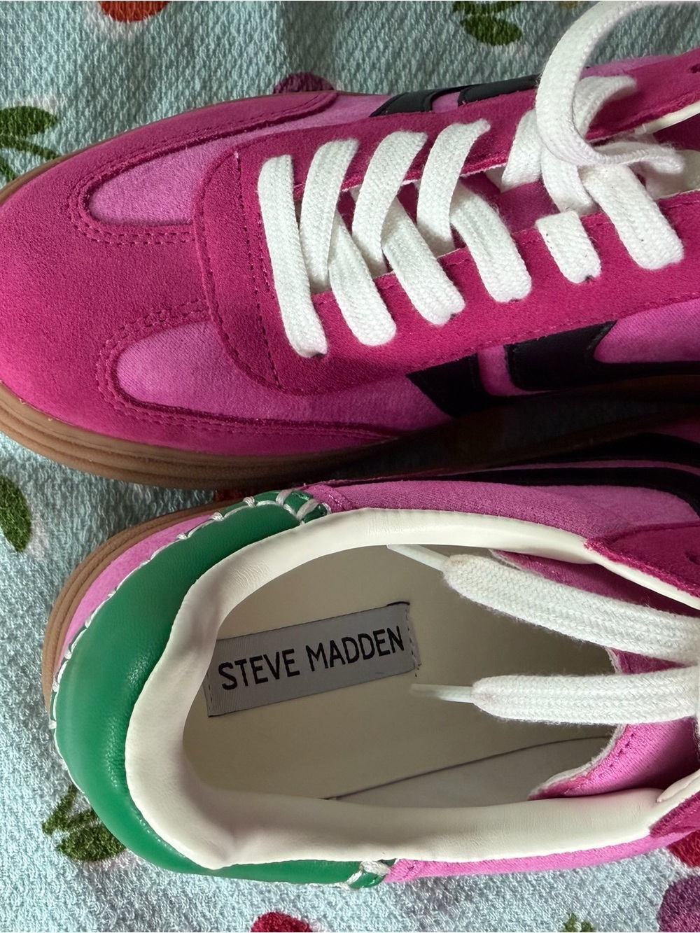 Steve Madden Hot Pink Suede Platform Sneakers with Black Accent - Picture 11 of 15